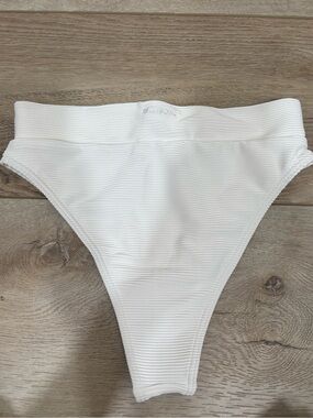 Billabong White Ribbed High-Cut Bikini Bottom-NWT